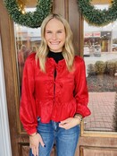 Shimmer Bow Blouse in Red