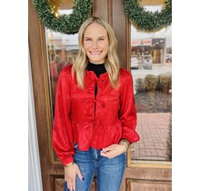 Shimmer Bow Blouse in Red