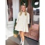 The Uptown Peach Whitney White Denim Dress