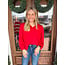 The Uptown Peach Rosy Red Satin Blouse