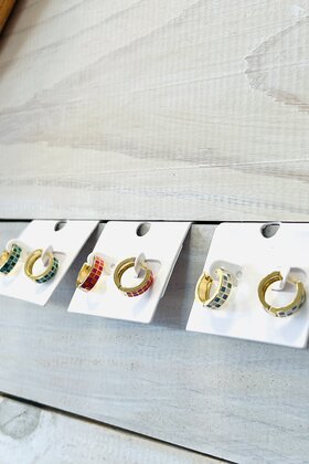 Chloe Checkered Huggie Hoops