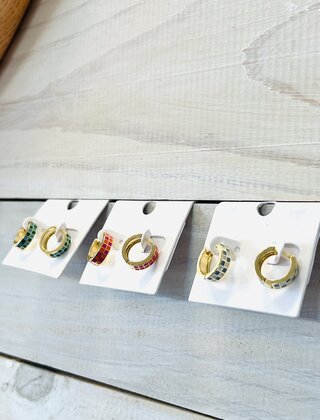 Chloe Checkered Huggie Hoops