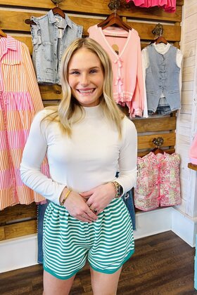 Stacy Striped Shorts in Green