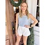 The Uptown Peach Whitney White Denim Shorts