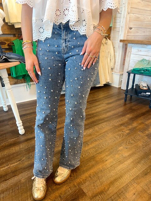 Pretty Pearl Studded Jeans