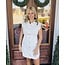 The Uptown Peach Summer Denim Dress in White