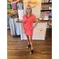 The Uptown Peach Casual Coral Half-Zip Dress