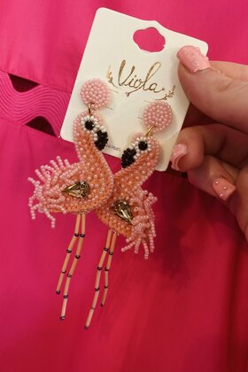 Beaded Flamingo Earrings