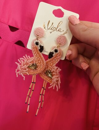 Beaded Flamingo Earrings