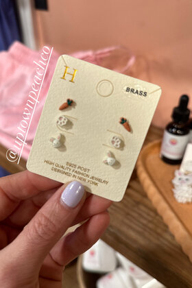 Easter Bunny and Carrot Earring Set