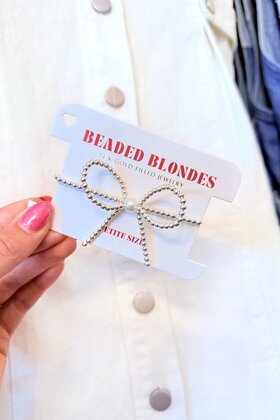 Beaded Blondes Silver Bow Bracelet