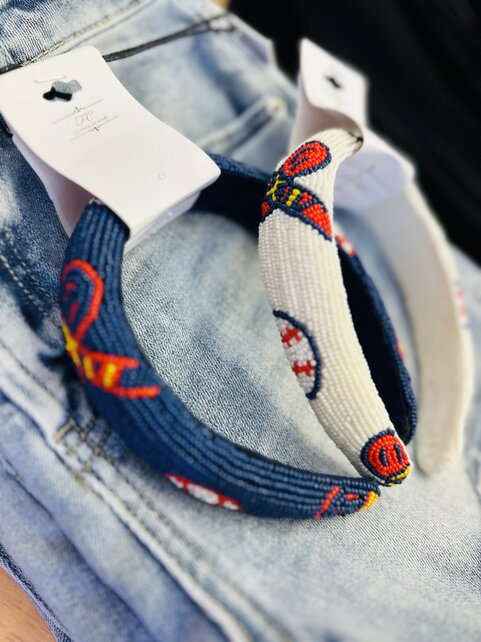 Baseball Beaded Headband