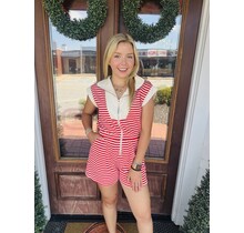Rebecca Red & White Romper