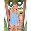 The Uptown Peach Daisy Denim Polka Dot Dress