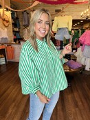 Gemma Green Striped Button Down