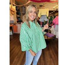 Gemma Green Striped Button Down