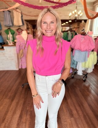 Hannah High Neck Pink Top