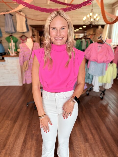 Hannah High Neck Pink Top