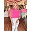 The Uptown Peach Hannah High Neck Pink Top