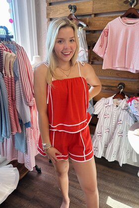 Ruffled Red Summer Romper