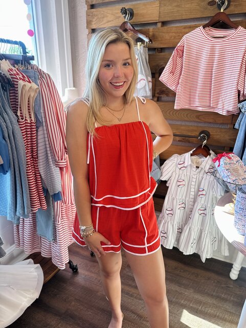 Ruffled Red Summer Romper