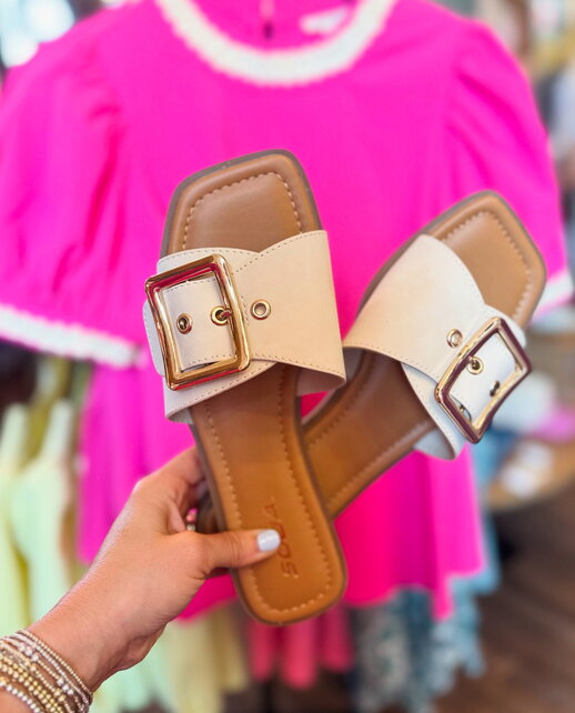 Natalie Neutral Slip-On Sandals