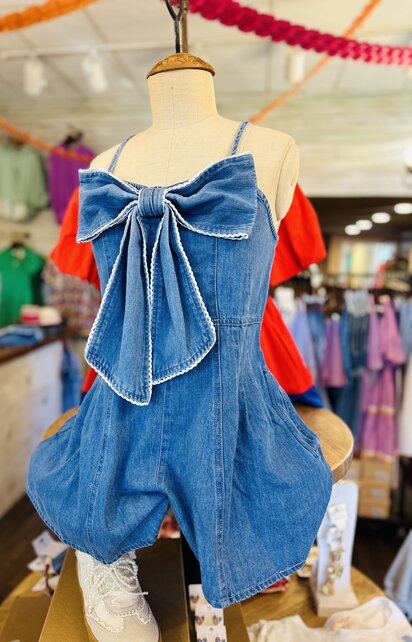 Bow Denim Romper