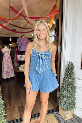 Bow Denim Romper