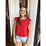 The Uptown Peach Red Poplin Top