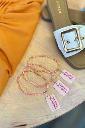 Beaded Blondes Pinks and Orange Sprinkle Anklet