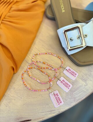 Beaded Blondes Pinks and Orange Sprinkle Anklet