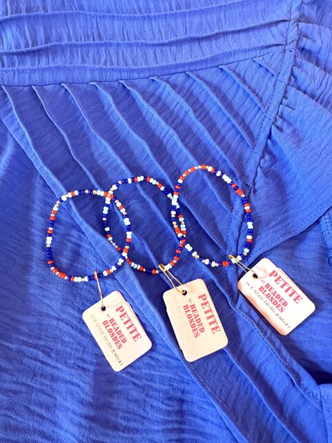 Beaded Blondes Red, White and Blue Luster Sprinkle Bracelet- Petite