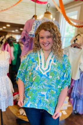 Aqua Florals Top