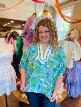 Aqua Florals Top