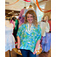 The Uptown Peach Aqua Florals Top