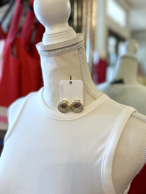 Golden Seashell Studs