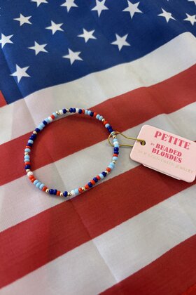 Beaded Blondes Red, White and Blue Luster Sprinkle Bracelet- Petite