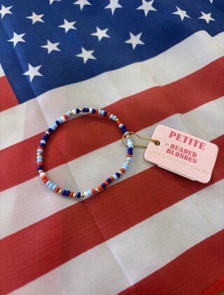 Beaded Blondes Red, White and Blue Luster Sprinkle Bracelet- Petite