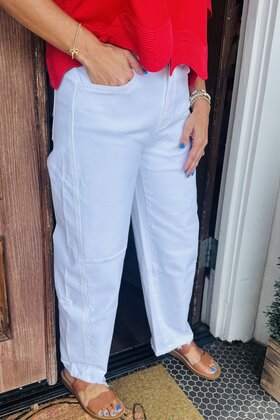 Katies White Barrel Jeans