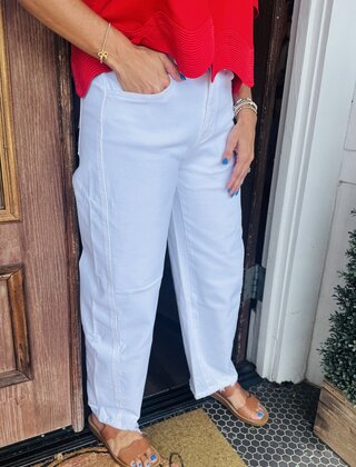 Katies White Barrel Jeans