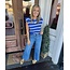 The Uptown Peach Bold Blue & Striped Knit Top