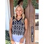 The Uptown Peach The Black Detailed Top