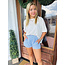 The Uptown Peach Coastal Blue Linen Shorts