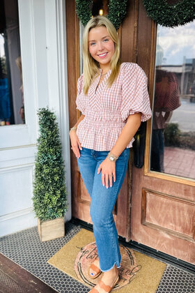 The Blush Gingham Top