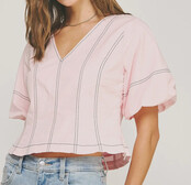 The Baby Pink Stitched Top