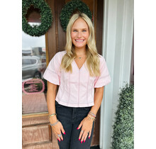 The Baby Pink Stitched Top