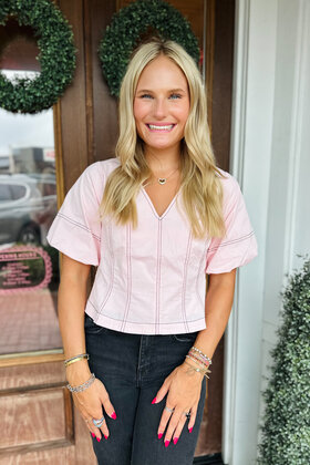 The Baby Pink Stitched Top