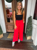 GA Red Scuba Pants - Wide Leg