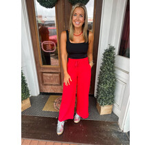 GA Red Scuba Pants - Wide Leg