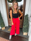 GA Red Scuba Pants - Wide Leg